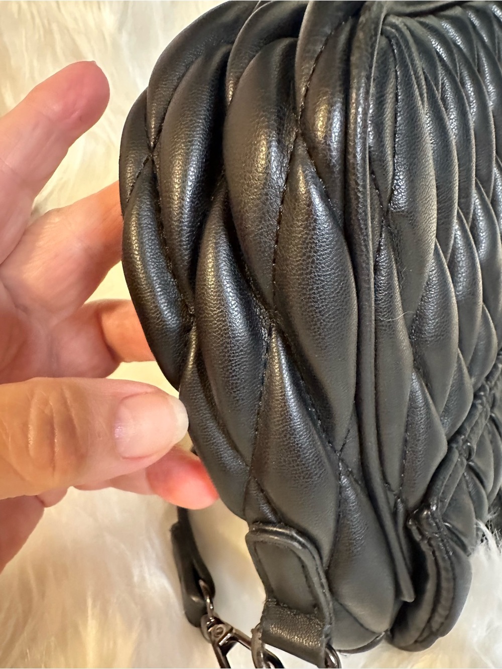 Badgley Mischka Quilted Leather Crossbody Bag in Black - Picture 11 of 13